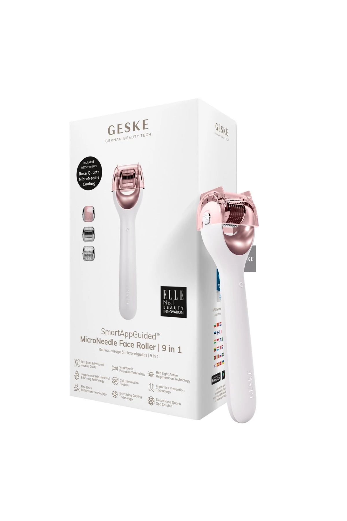 Geske-Mikro İğneli, Buz Başlığı, Pembe Kuvars Başlıklı Dermaroller Cihaz | Micro Needle Face Roller-Cilt Bakım Aletleri-7-milagron.live