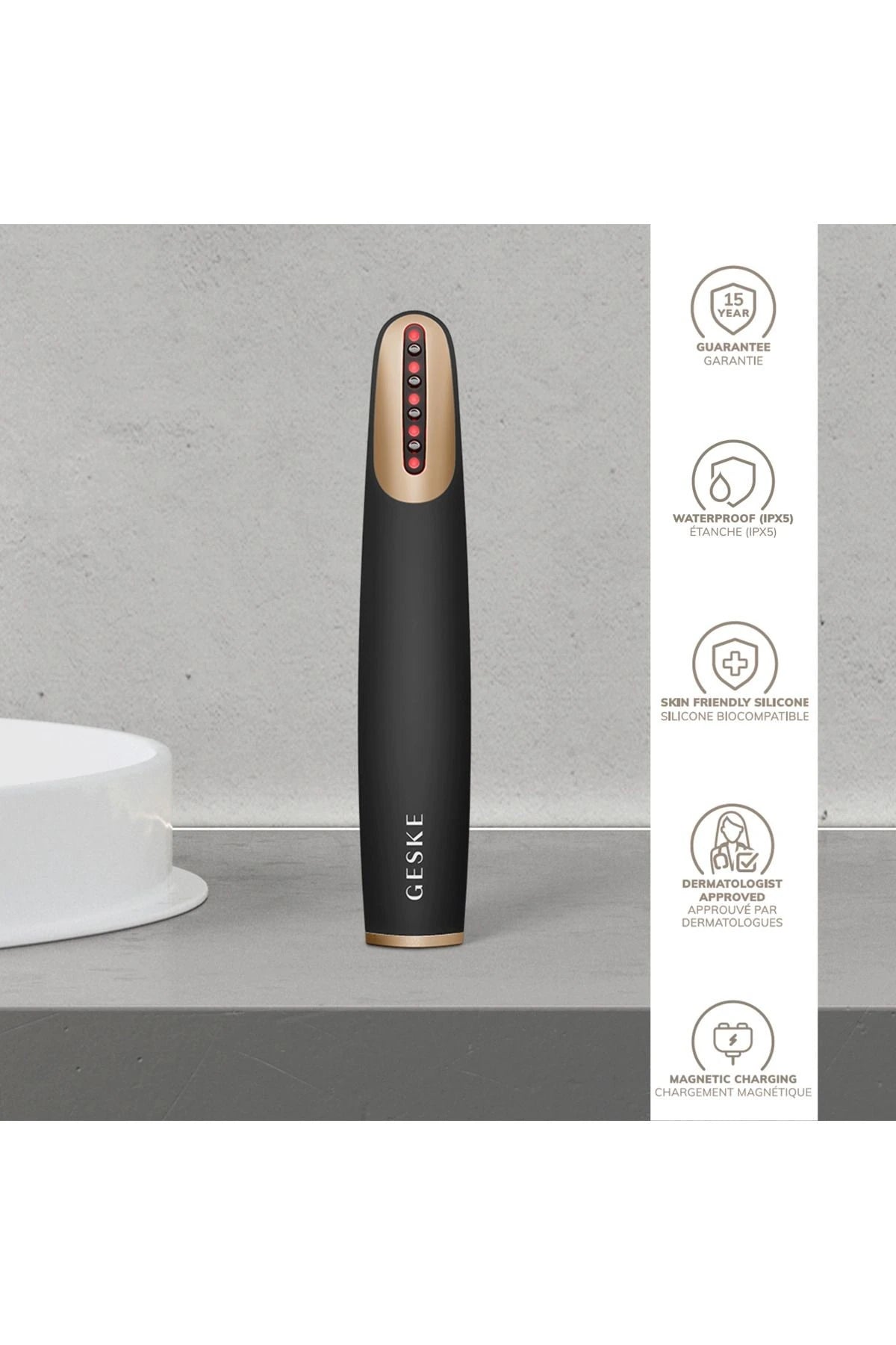 Geske-Titreşimli Kırmızı Led Terapili Sıkılaştırıcı Yüz Bakım Cihazı | Skin Firming Wand-Cilt Bakım Aletleri-3-milagron.live