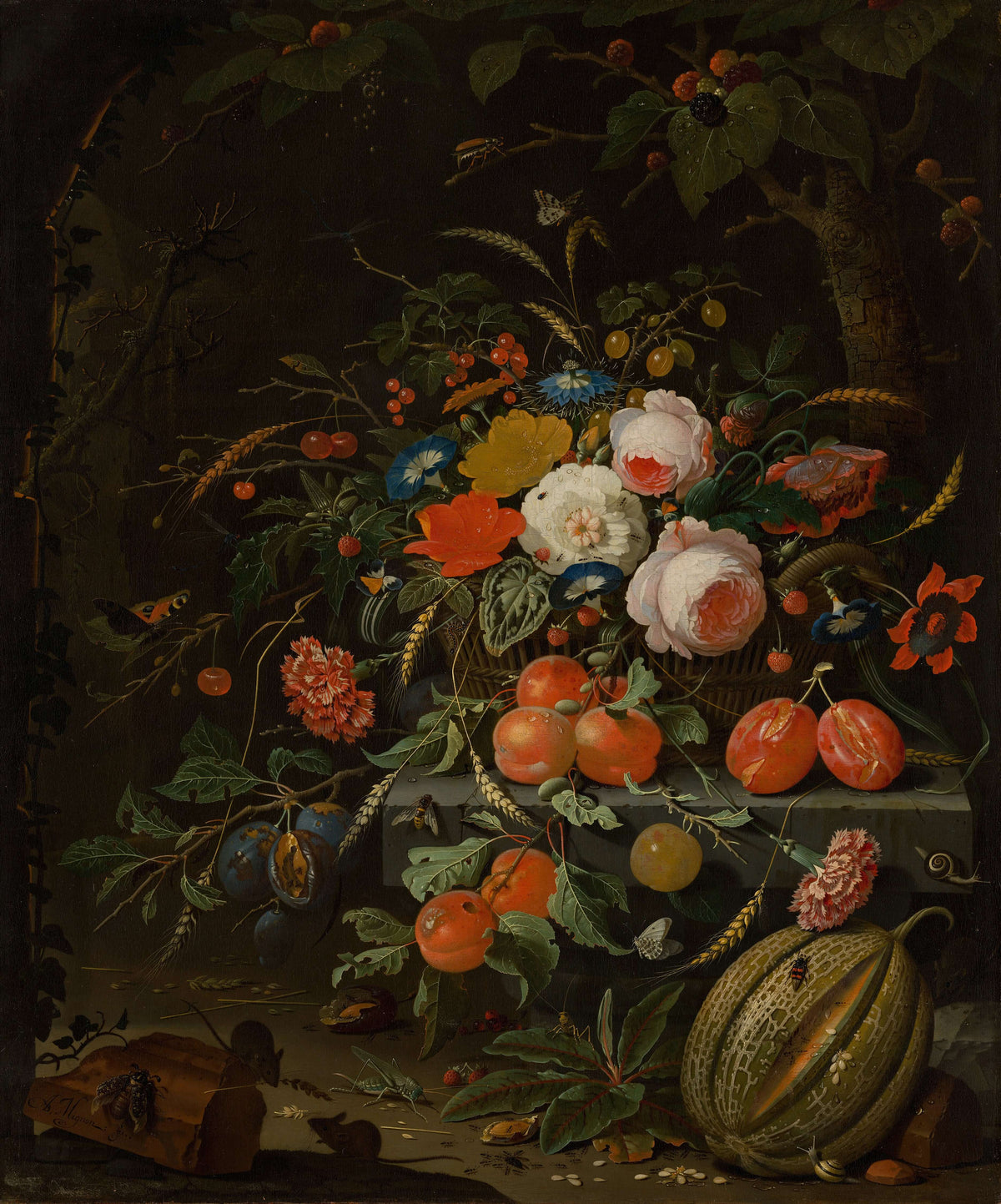 Abraham Mignon - Çiçekler Ve Meyveler