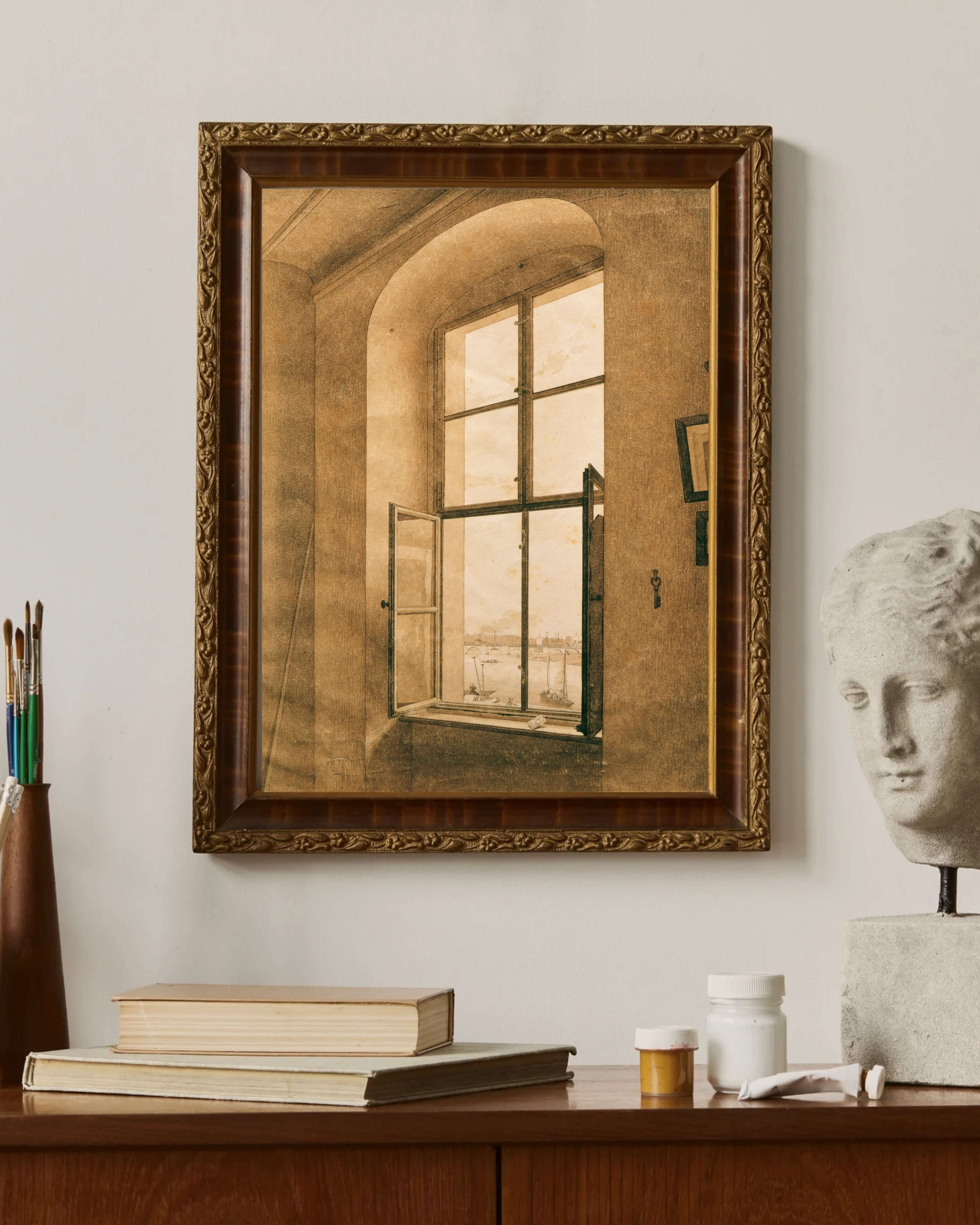 Caspar David Friedrich - Sanatçının Dresden’Deki Atölyesinden Elbe’Ye Bakış