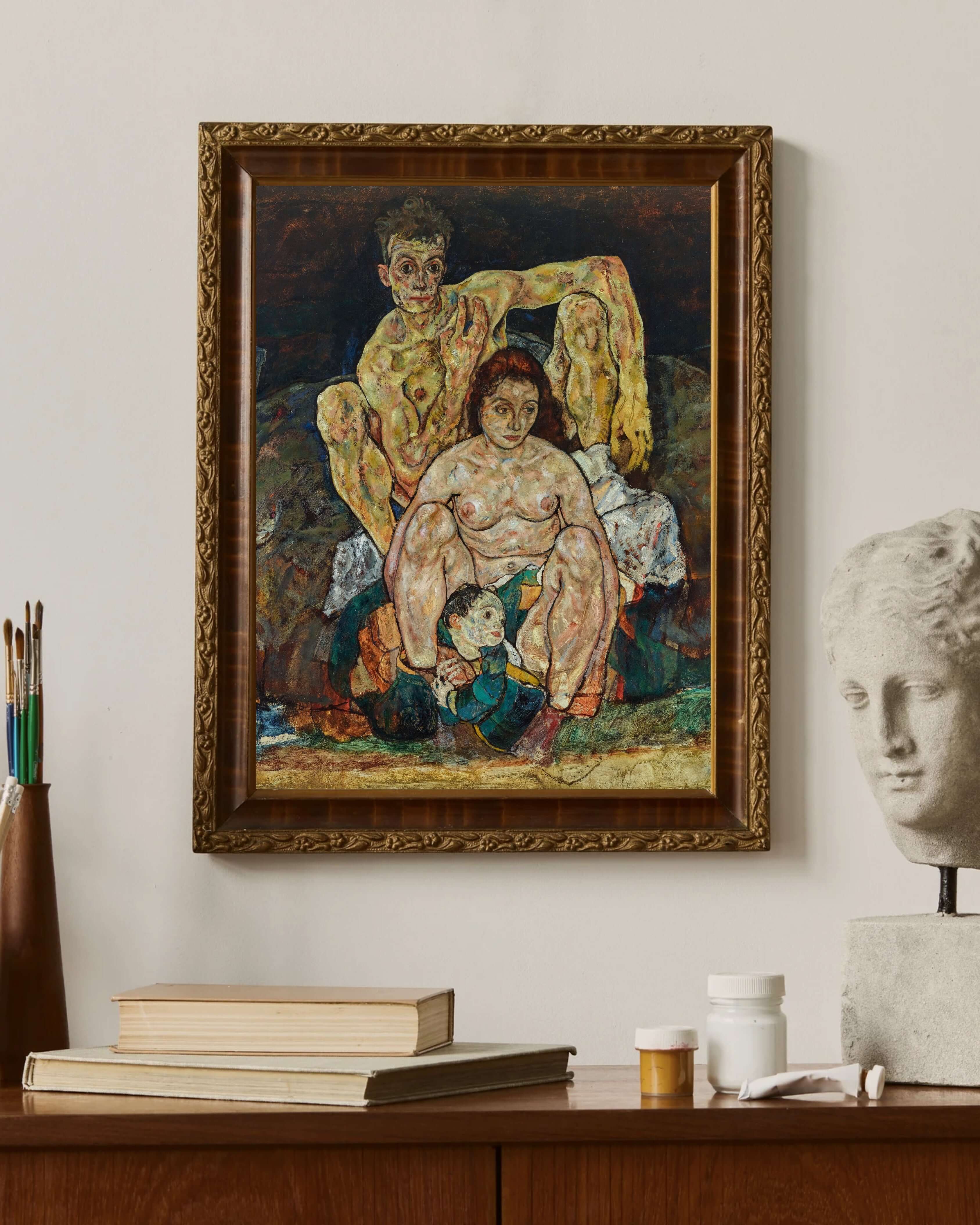 Egon Schiele - Çömelmiş İNsan Çifti Aile