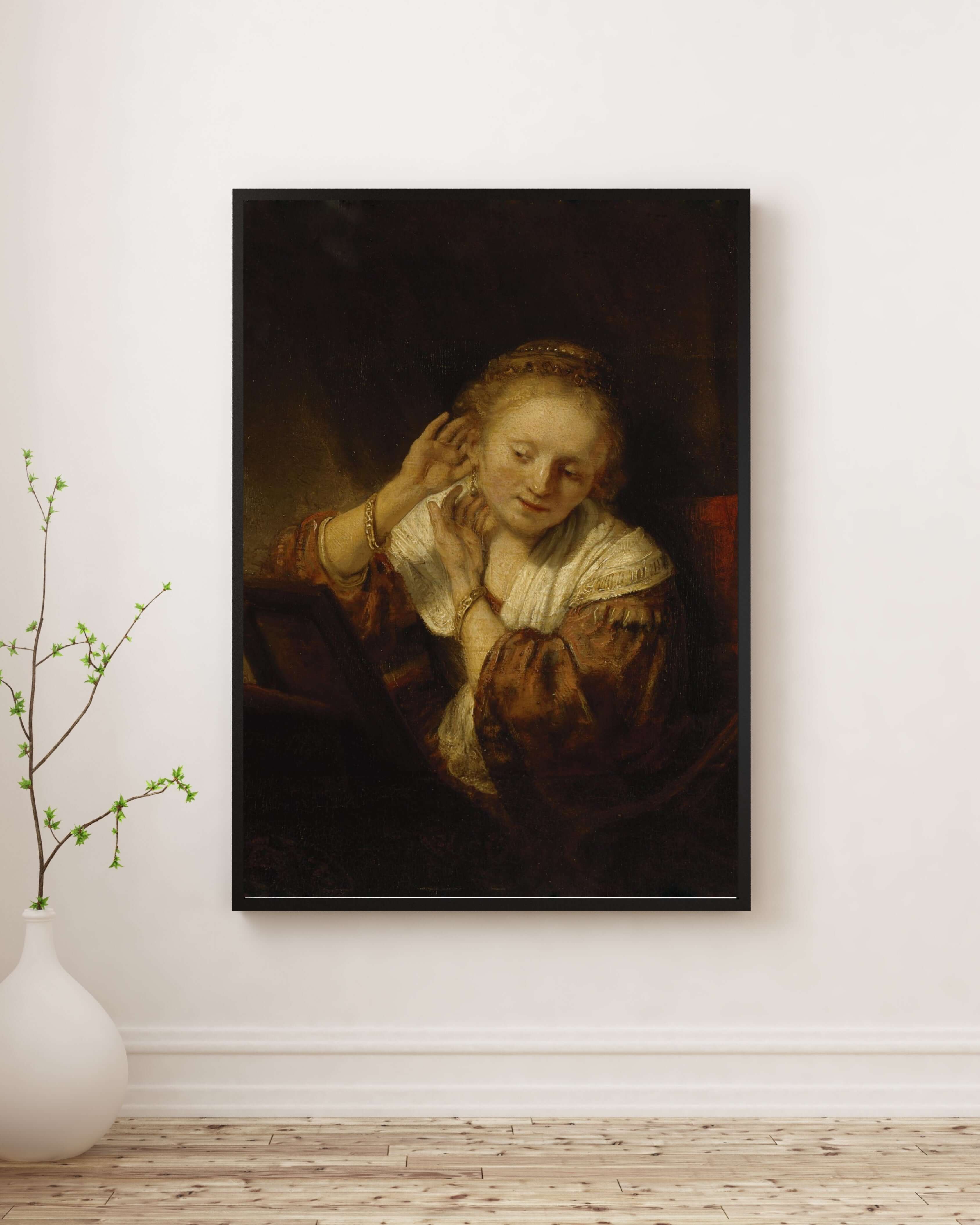 Rembrandt Van Rijn - Küpeli Genç Kadın