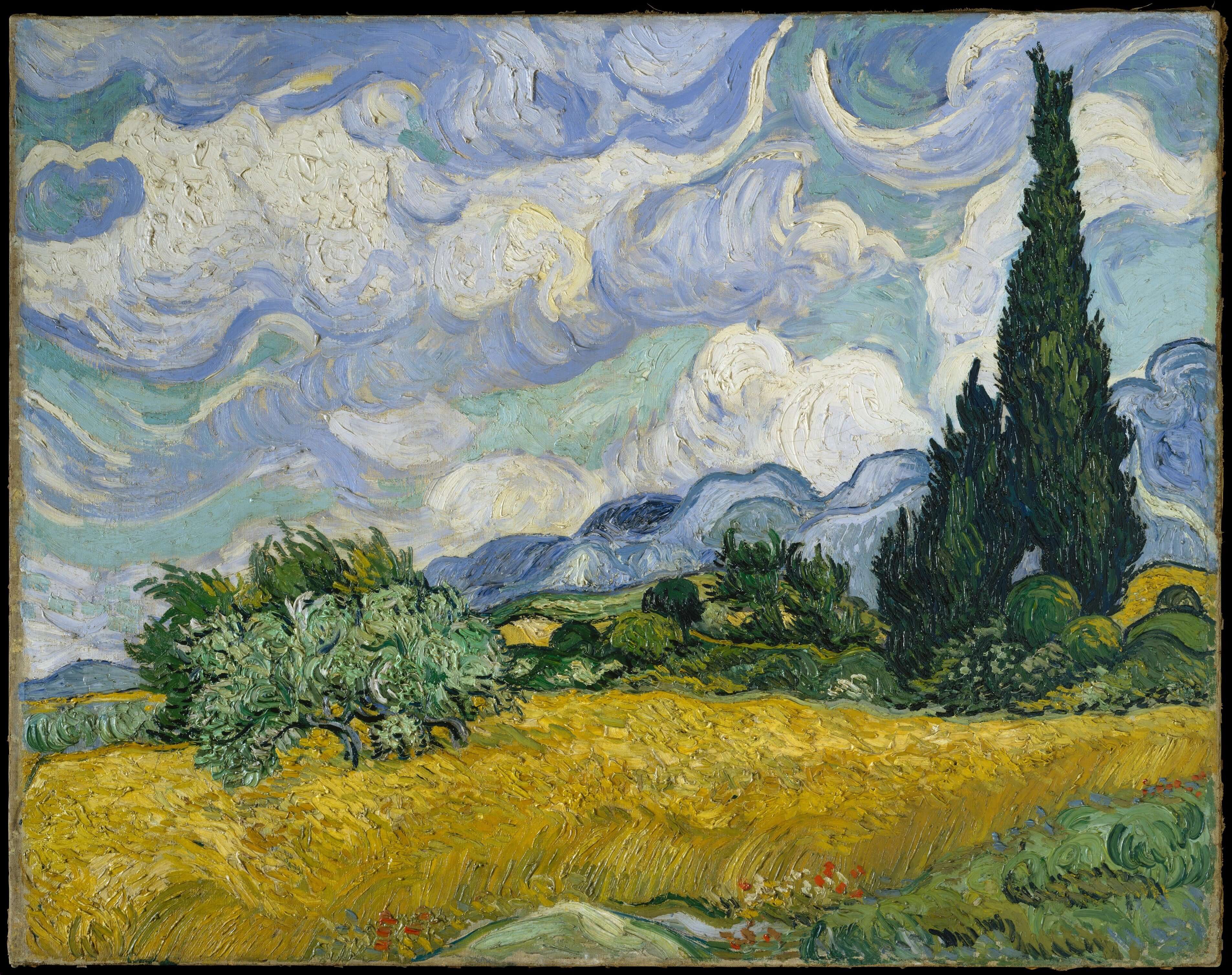 Vincent Van Gogh - Selvi Ağaçlı Buğday Tarlası