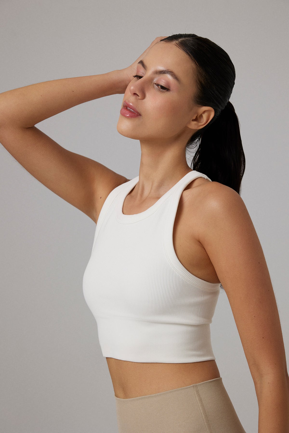 Glo Studio-Zola Seamless Crop Snow White| Kadın Spor Ve Fitness Crop Top-Crop Top-5-milagron.live