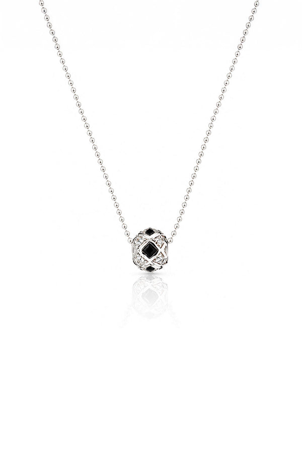 G-Ball Onyx Square Gümüş Kolye