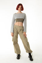 Handarte Los Angeles-Gri El Örgüsü Crop Top-Crop Top-1-milagron.live