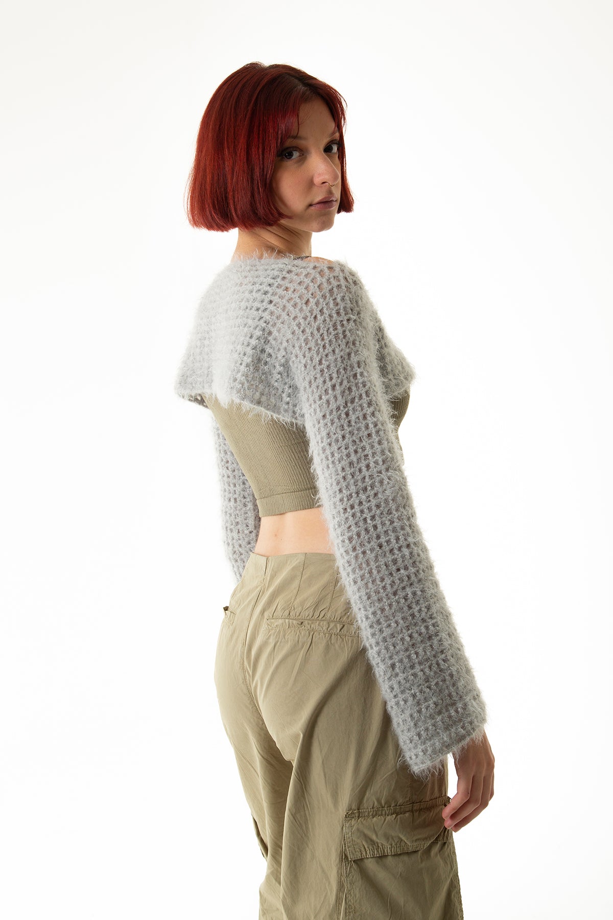 Handarte Los Angeles-Gri El Örgüsü Crop Top-Crop Top-4-milagron.live