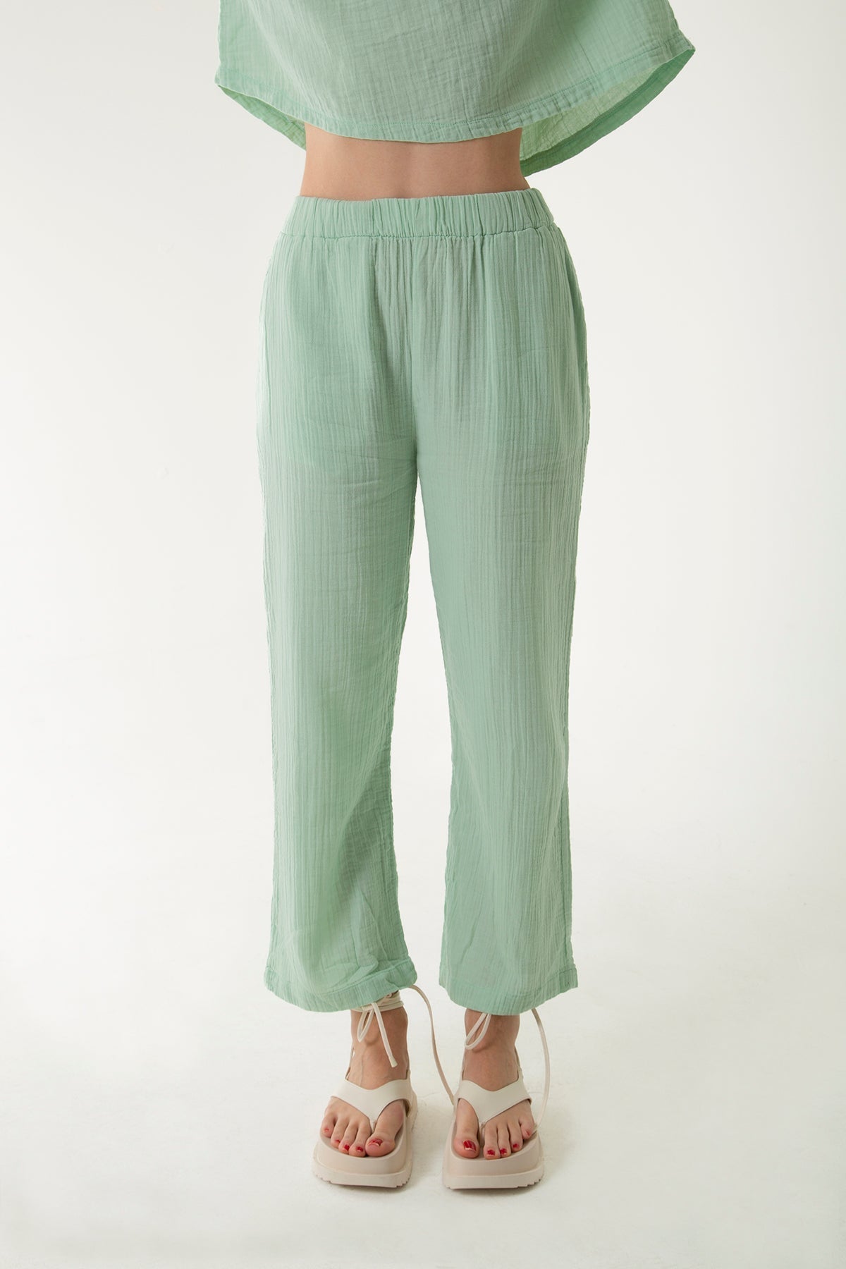 Handarte Los Angeles-Mint Yeşili Müslin Pantolon-Pantolon-8-milagron.live