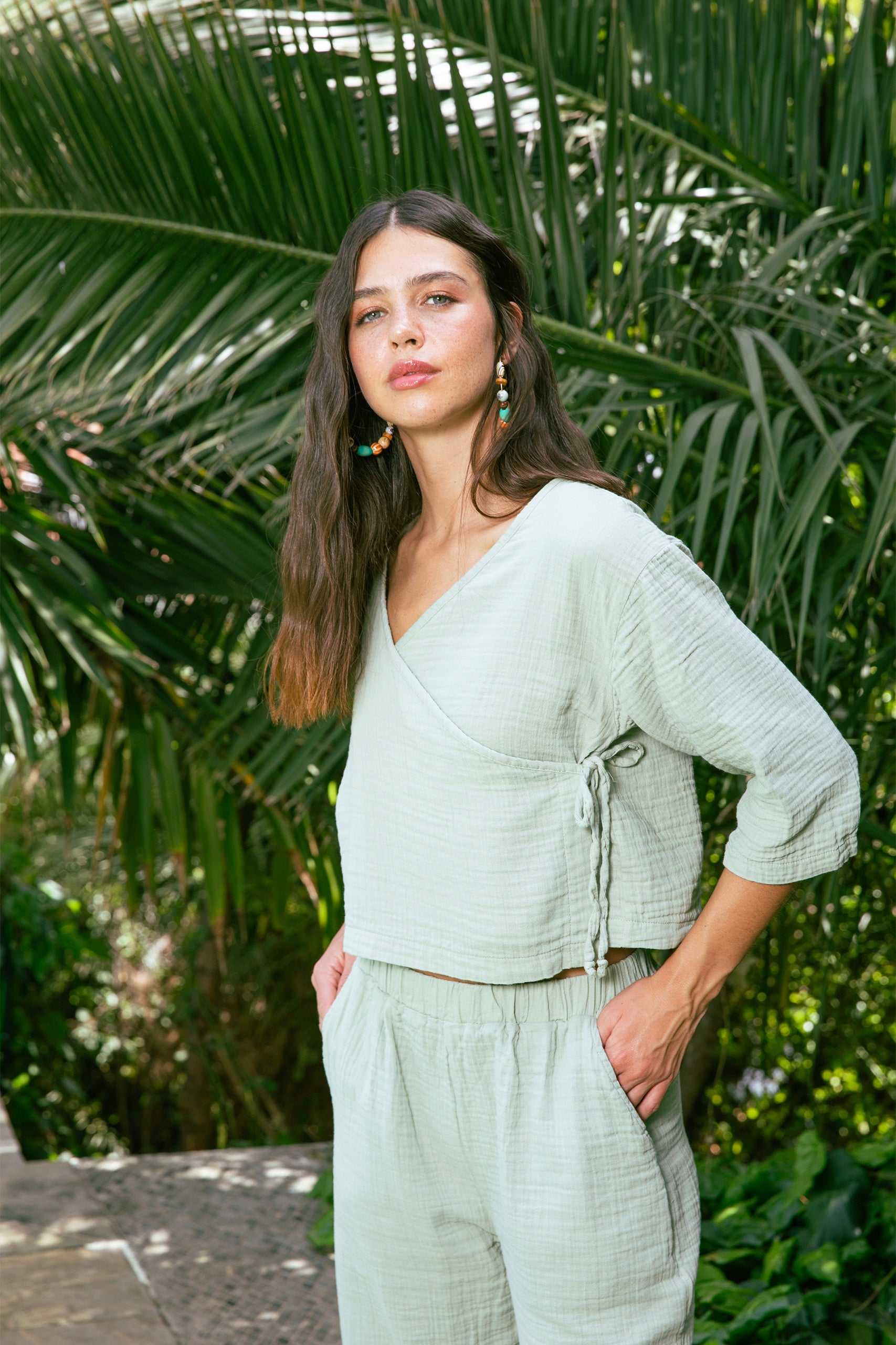 Handarte Los Angeles-Mint Yeşili Wrap Top-Top-1-milagron.live