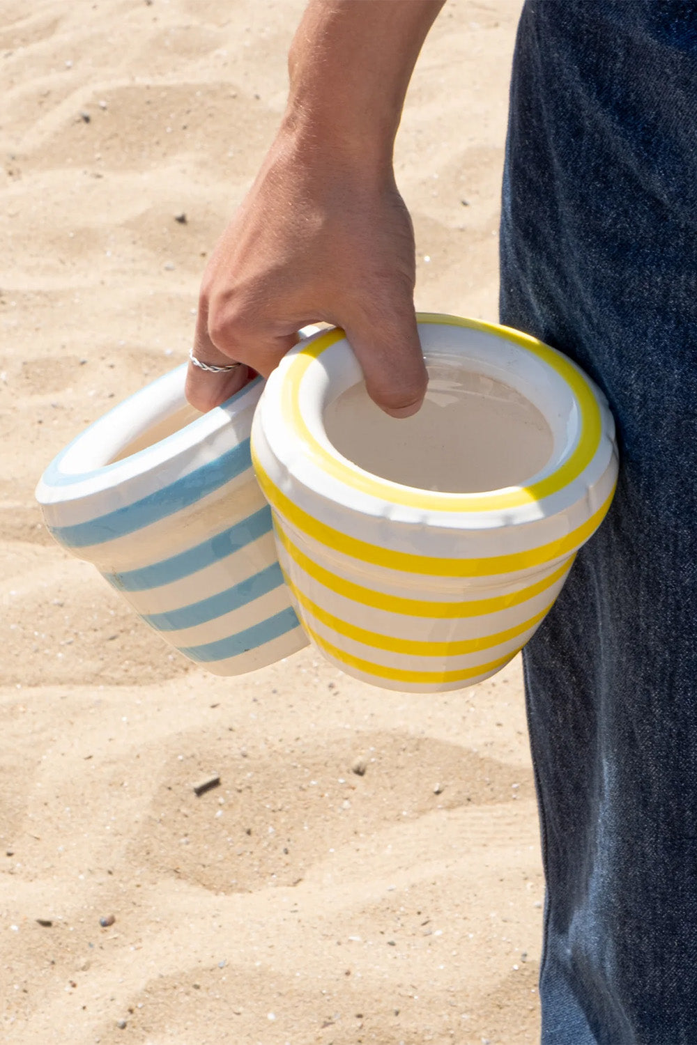 Home Studyo-Stripes 'Louis'- Lemon-Dekoratif Saksı-1-milagron.live
