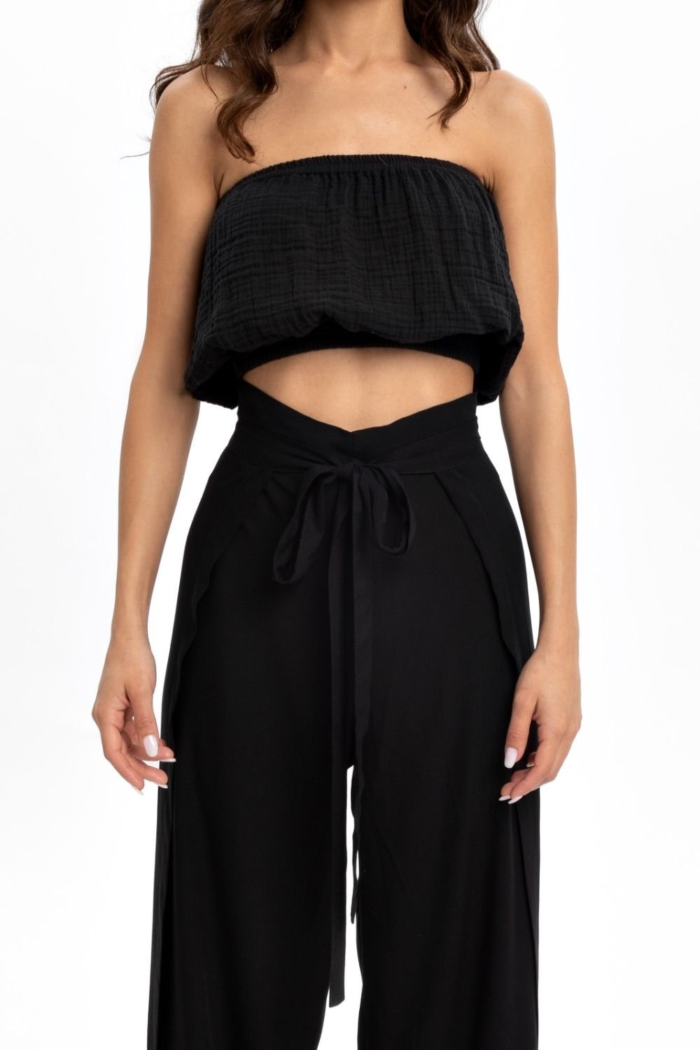 Husufi-Siyah Müslin Croptop-Top-5-milagron.live
