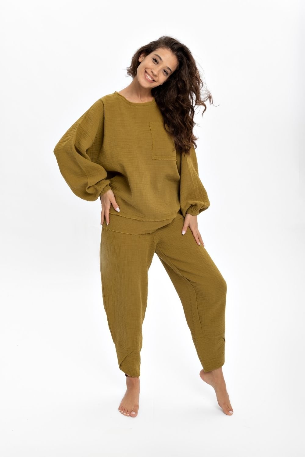 Husufi-Yeşil Bürümcüklü Sweatshirt-Sweatshirts & Hoodies-3-milagron.live
