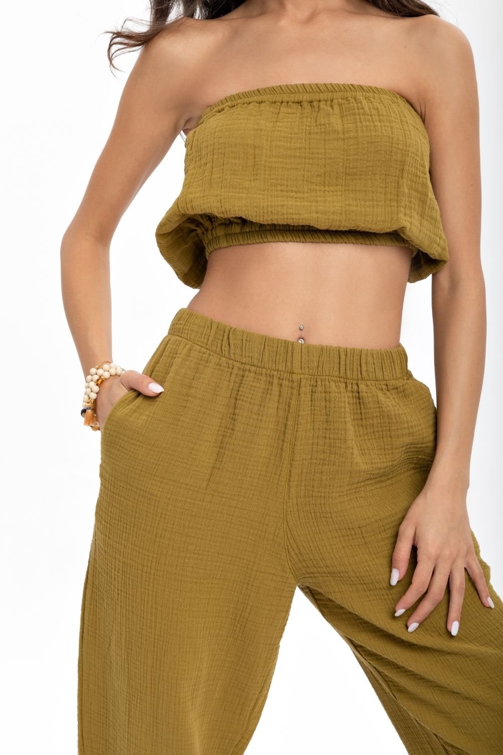 Husufi-Yeşili Müslin Croptop-Top-2-milagron.live