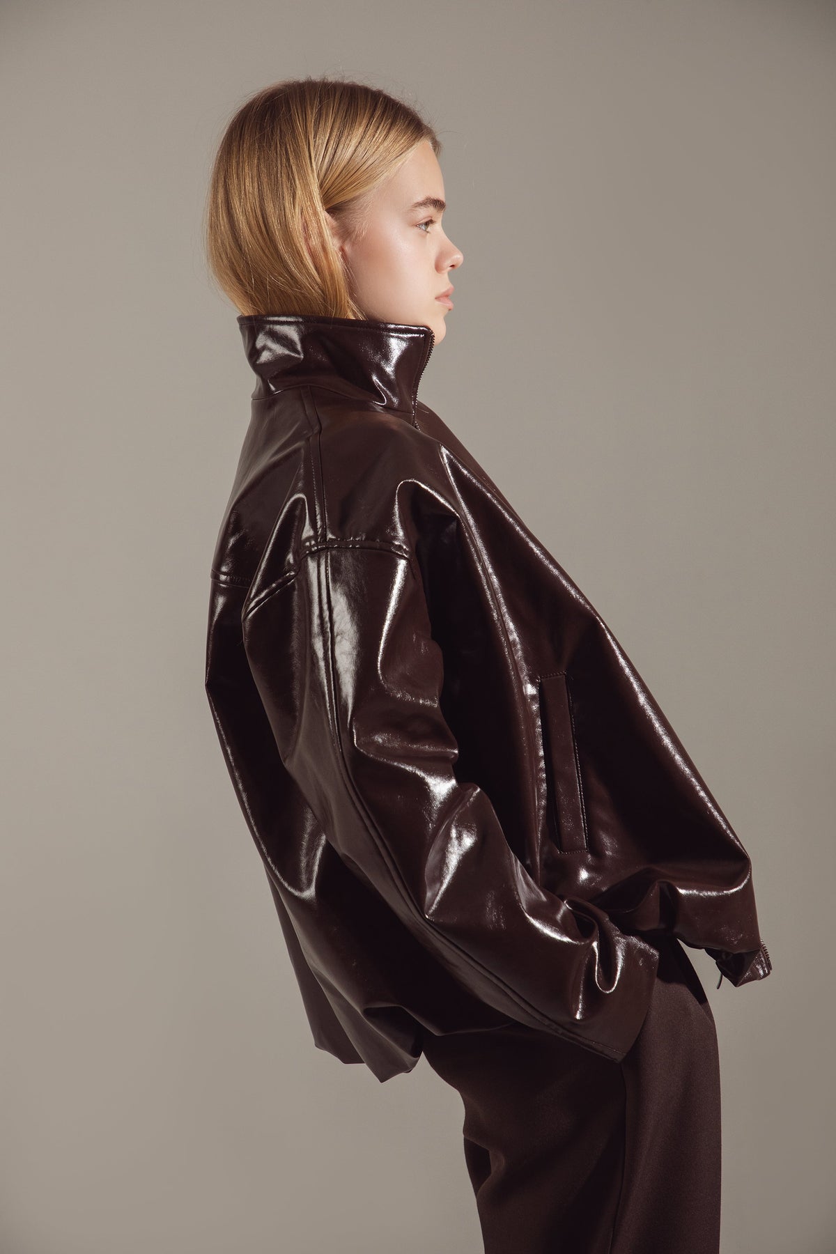 Dark Chocolate Premium Eco-Leather Bomber