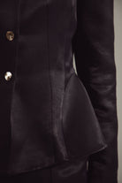 Deep Black Peplum Suit - Jacket & Skirt