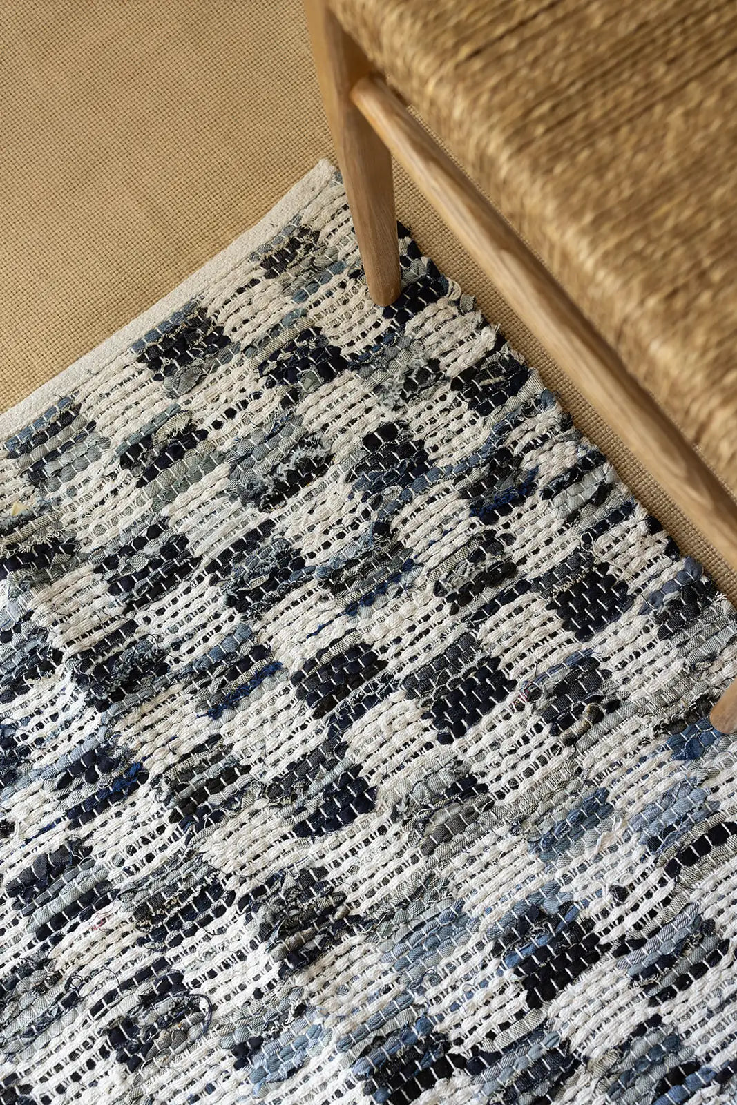 İRYA-Checker Denim Kilim Ekru/İNdigo 120X180-Kilim-2-milagron.live