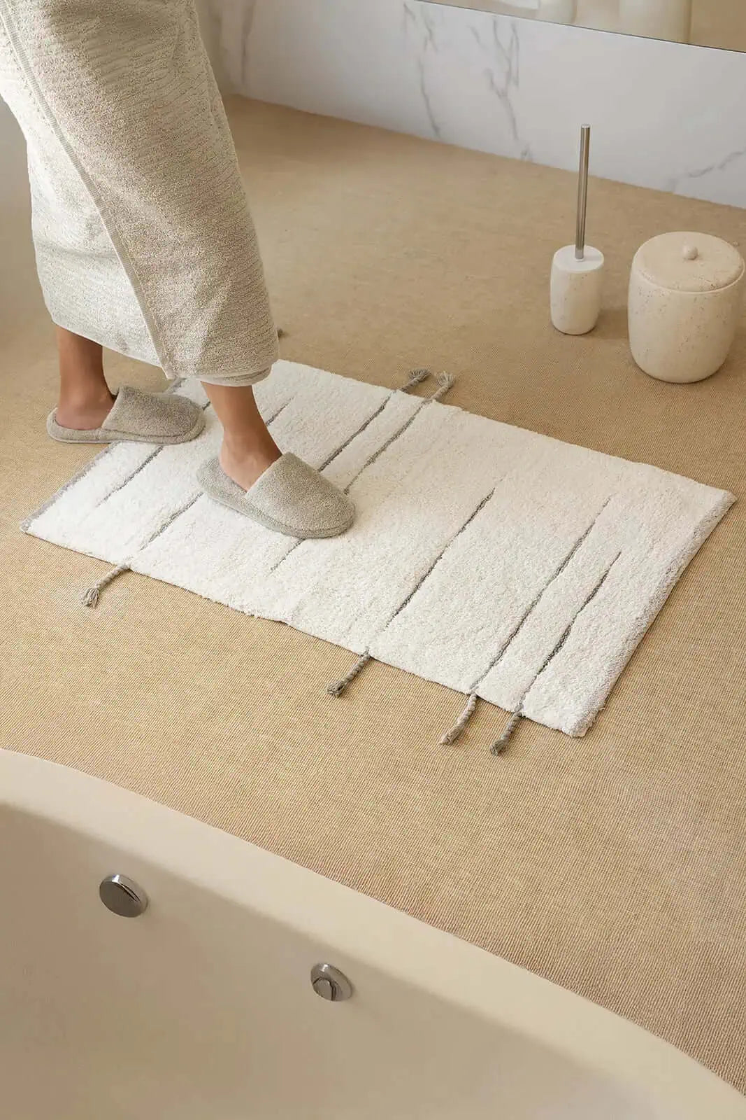 İRYA-Earth Tekli Banyo Paspası %100 Pamuk 60X100 Cm Yeşil-Paspas-1-milagron.live