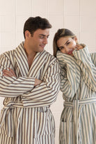 In Lines İPliği Boyalı %100 Pamuk 6 Parça Aile Banyo Seti Mint Lavanta + Camel Mavi
