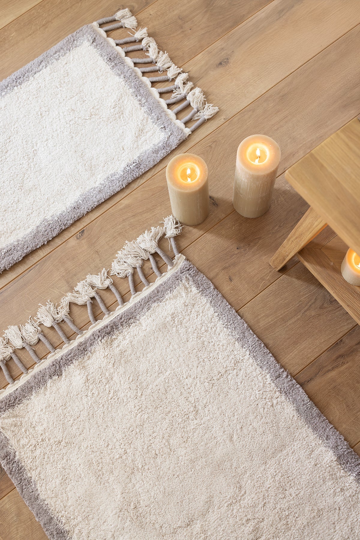 İRYA-Root 2’Li Takım Banyo Paspası Bambu 40X60+60X90 Cm Koyu Gri-Banyo Paspası-2-milagron.live