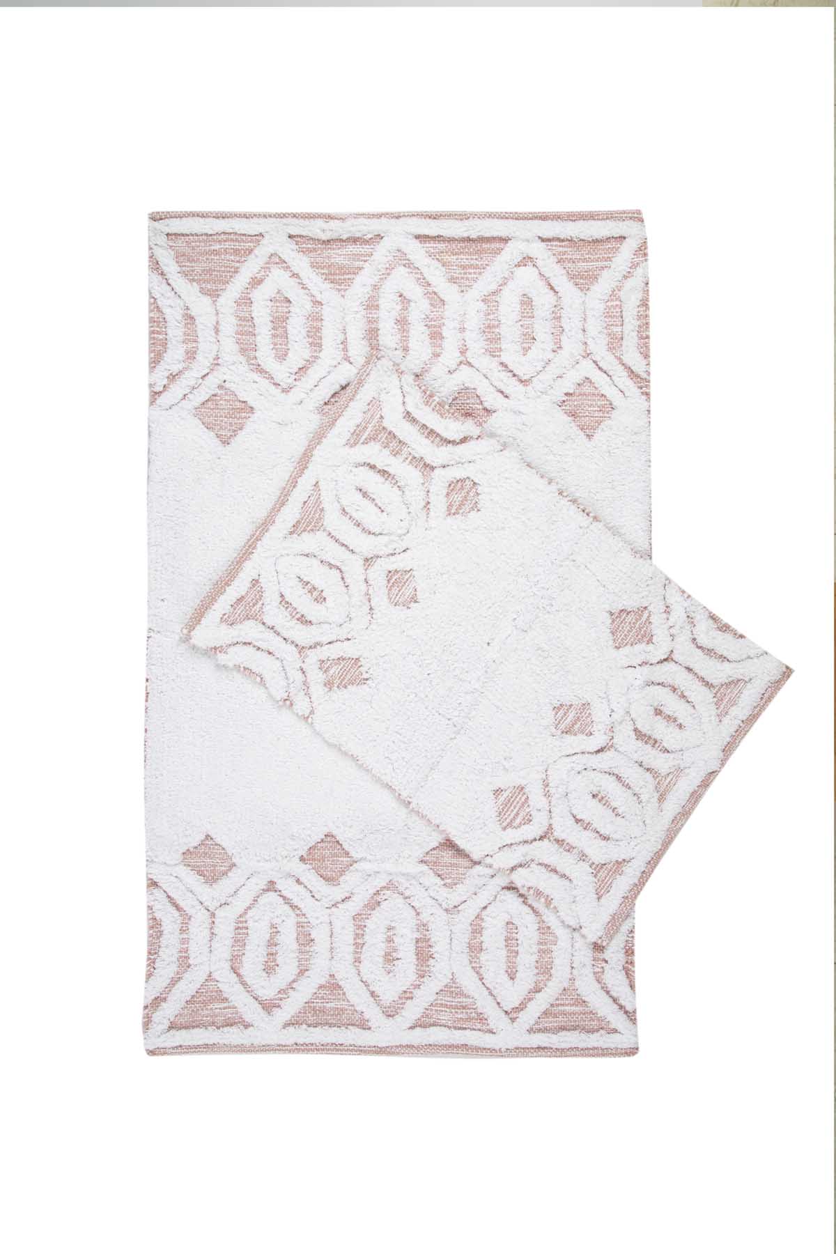 İRYA-Sherry 2’Li Takım Banyo Paspası %100 Pamuk 40X60 + 60X90 Pembe-Paspas-2-milagron.live