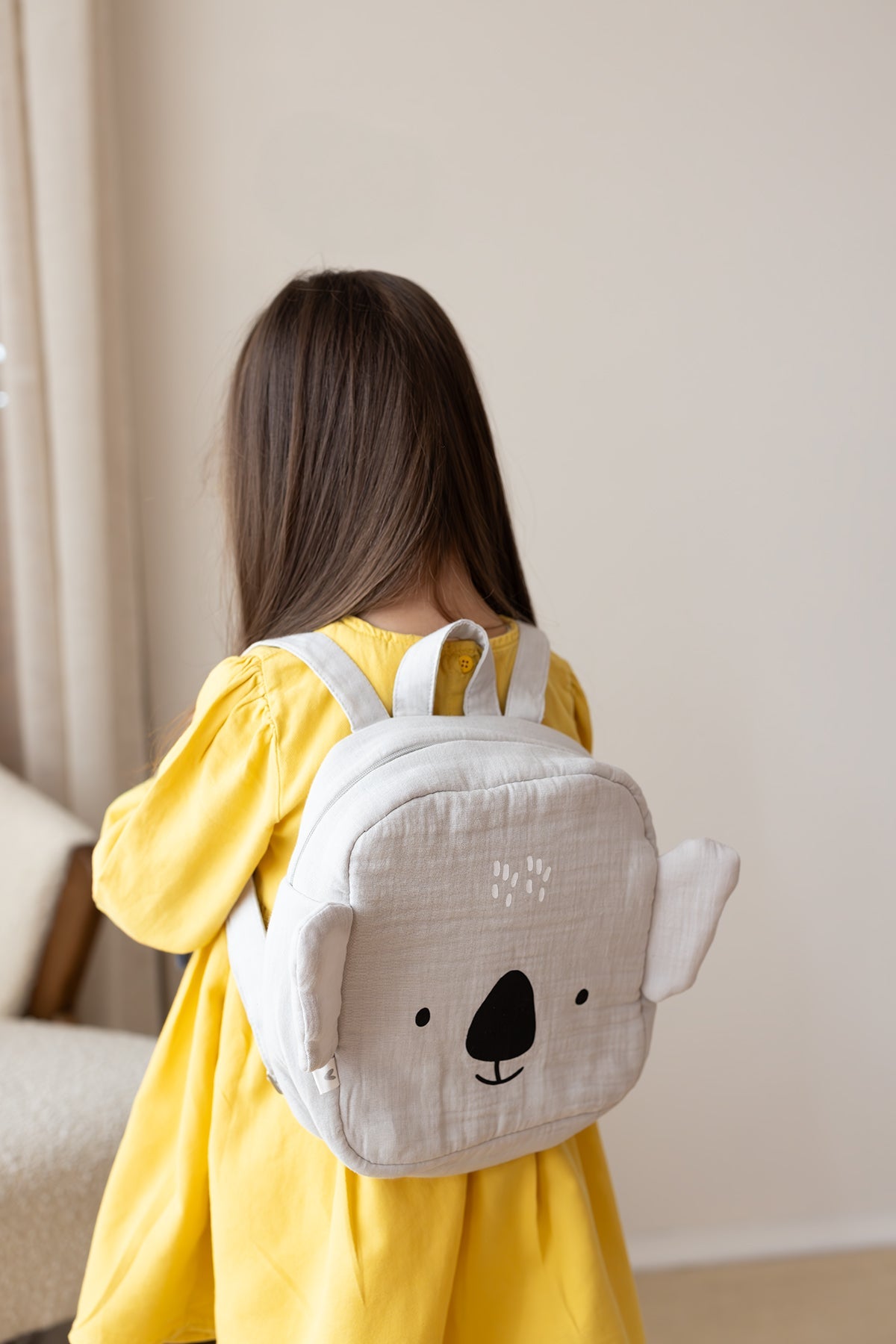 İRYA-Tiny Koala Organik Pamuk Müslin Çocuk Çantası Gri-Tote Bag-1-milagron.live