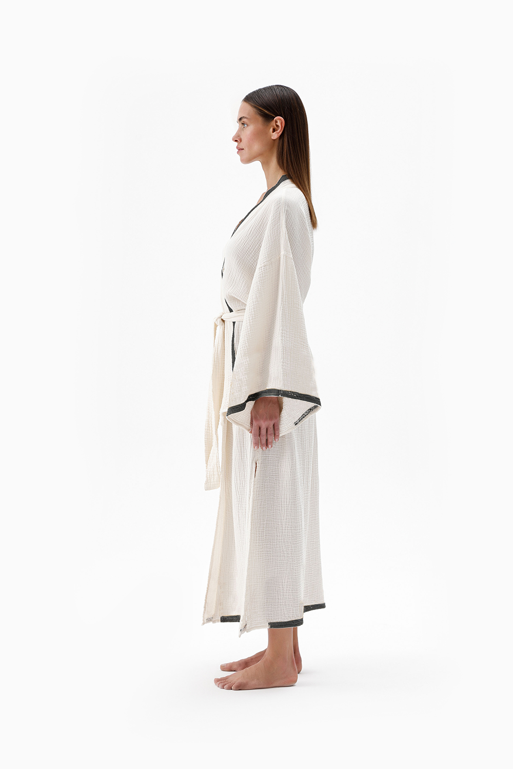 İkikız-Crinkle Gri Baskılı Kimono-Kimono-2-milagron.live