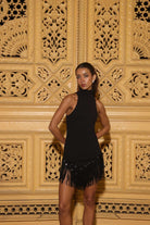 İladia-Ilaria Sequin Neck Detailed Dress-Elbise-2-milagron.live