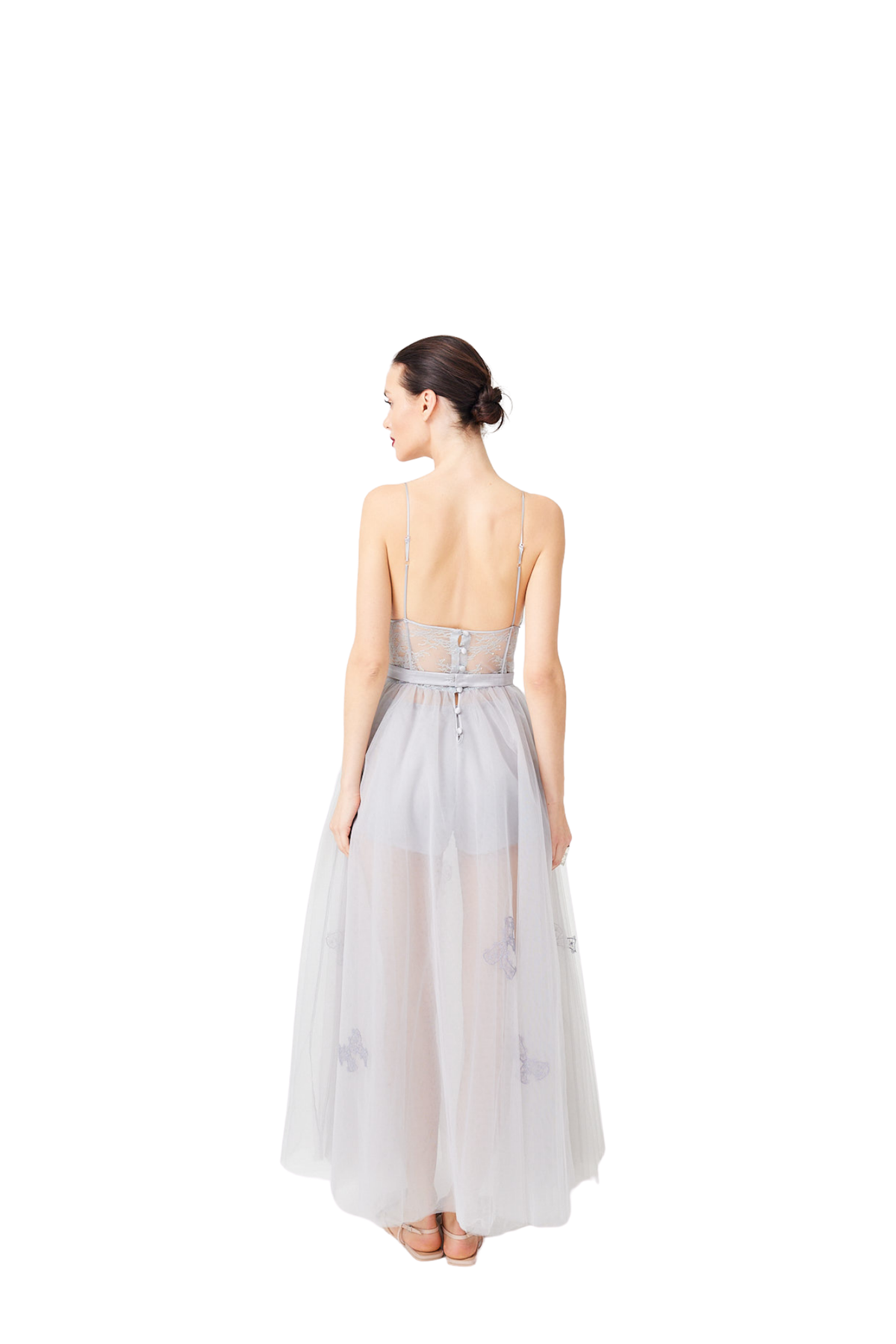 Fairy Tale Long Tulle Chemise Gray