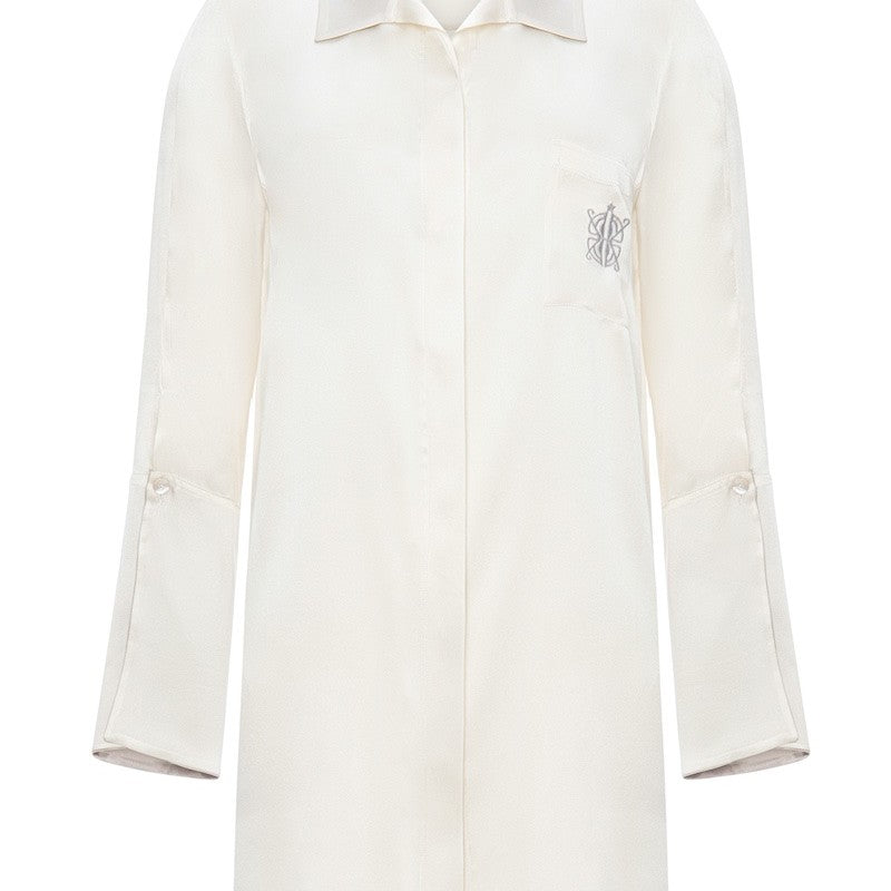 İpek Kıramer-Fi̇fi̇ Silk Shirt Chemise Ecru-Gecelik-5-milagron.live