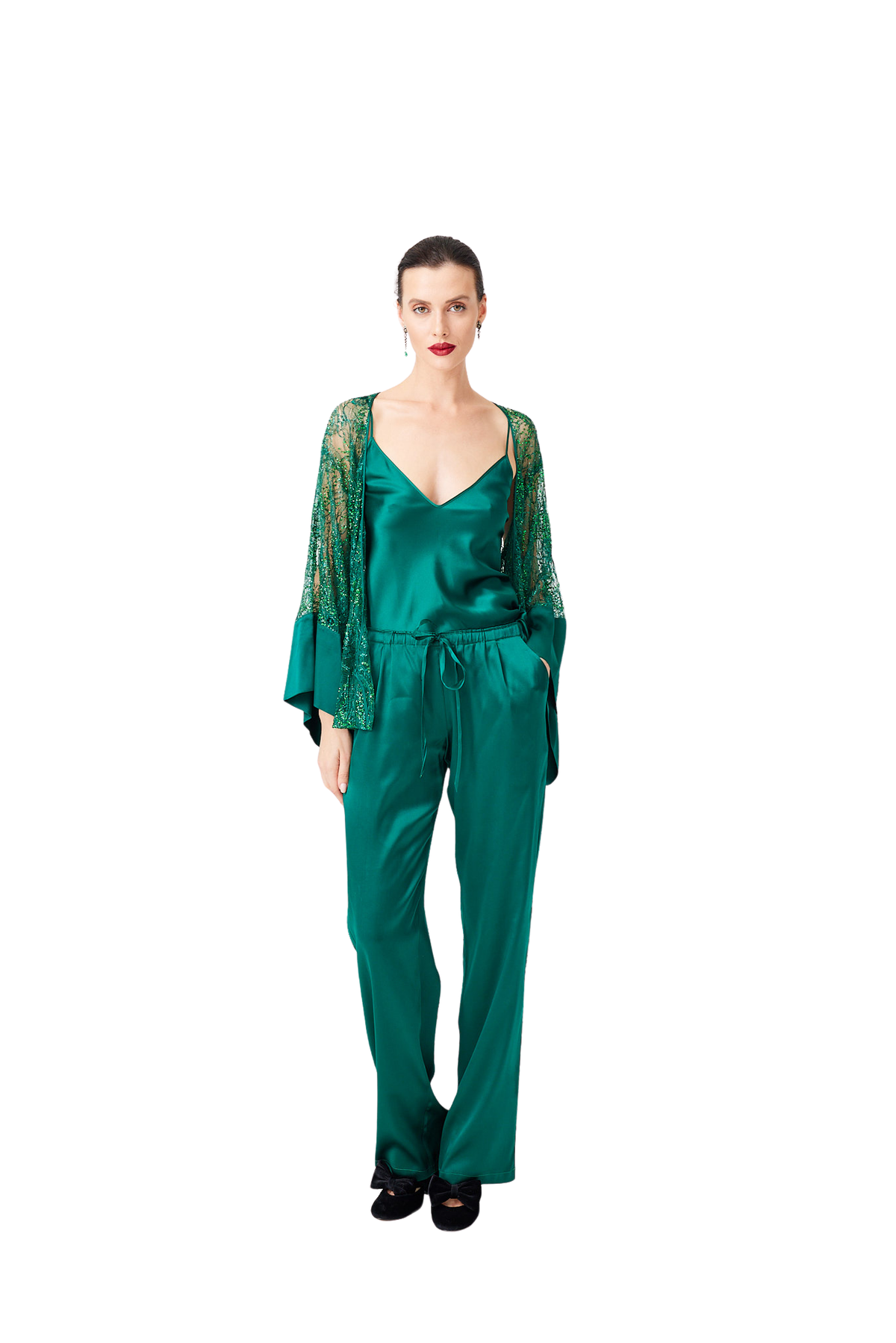 İpek Kıramer-Green Lace Set-Alt - Üst Takım-1-milagron.live