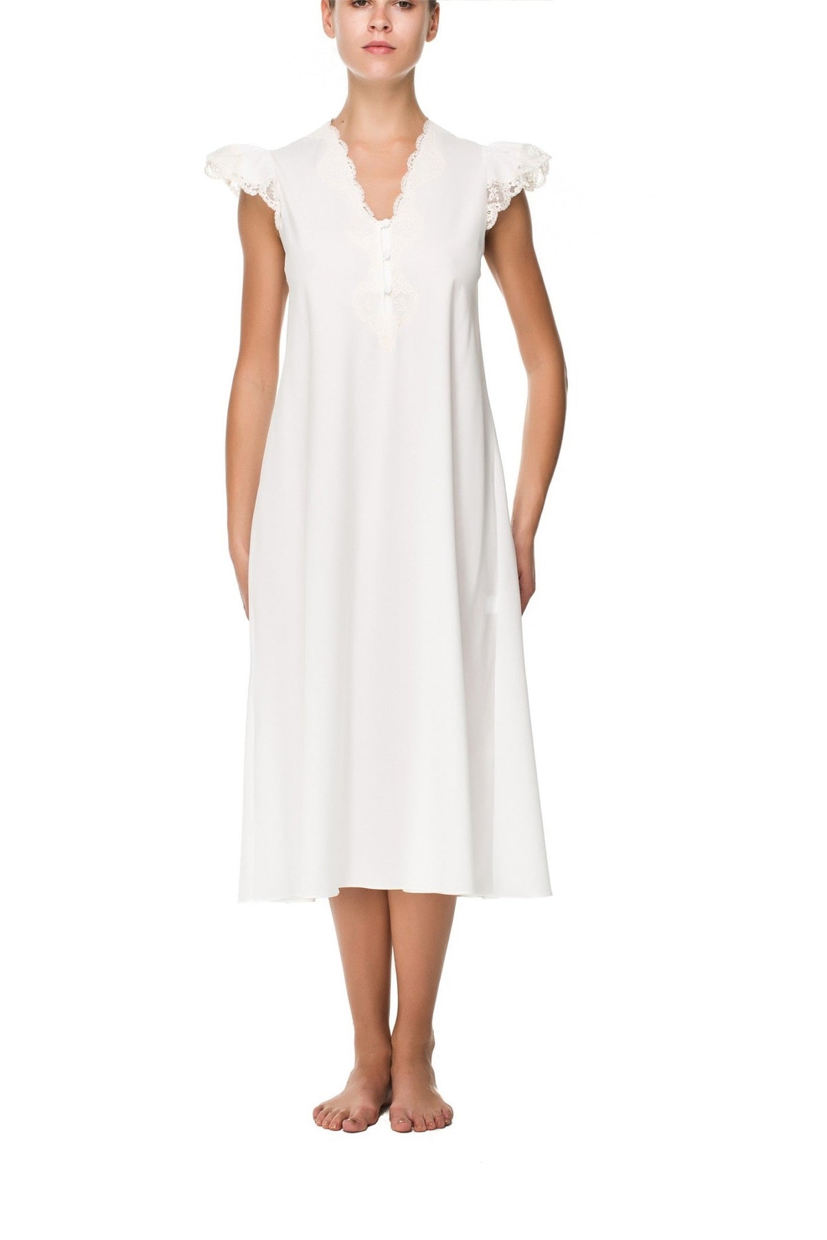 İpek Kıramer-Holy Cotton Chemise Ecru-Gecelik-1-milagron.live