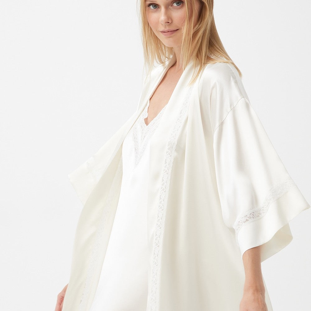 İpek Kıramer-Joy Silk Short Robe Ecru-Sabahlık-3-milagron.live