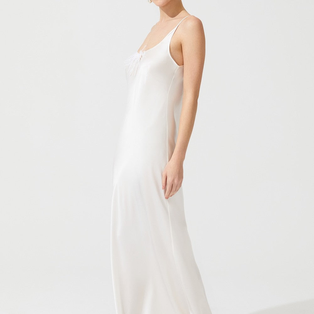 İpek Kıramer-The Moon Silk Chemise Ecru-Gecelik-4-milagron.live