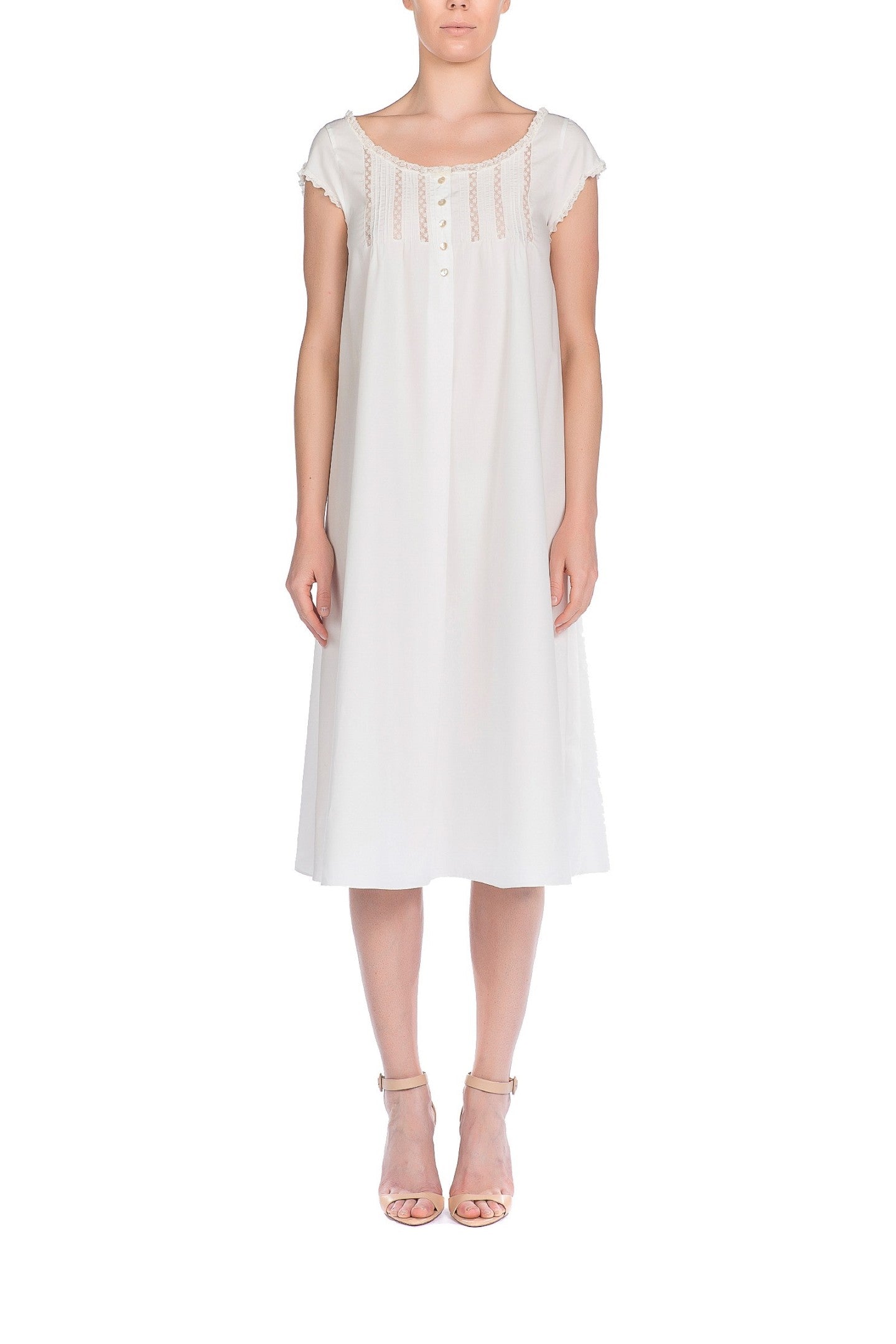İpek Kıramer-Victorian Cotton Chemise Ecru-Gecelik-1-milagron.live