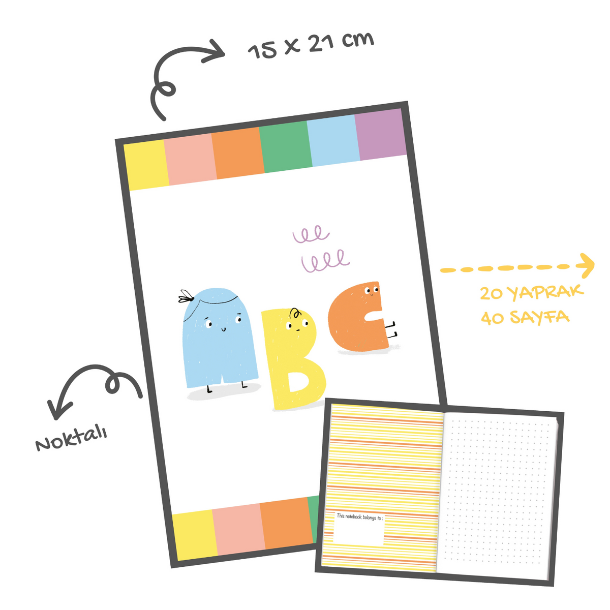 Alphabed Defter Ve Notluk Seti , Çok Renkli - 3