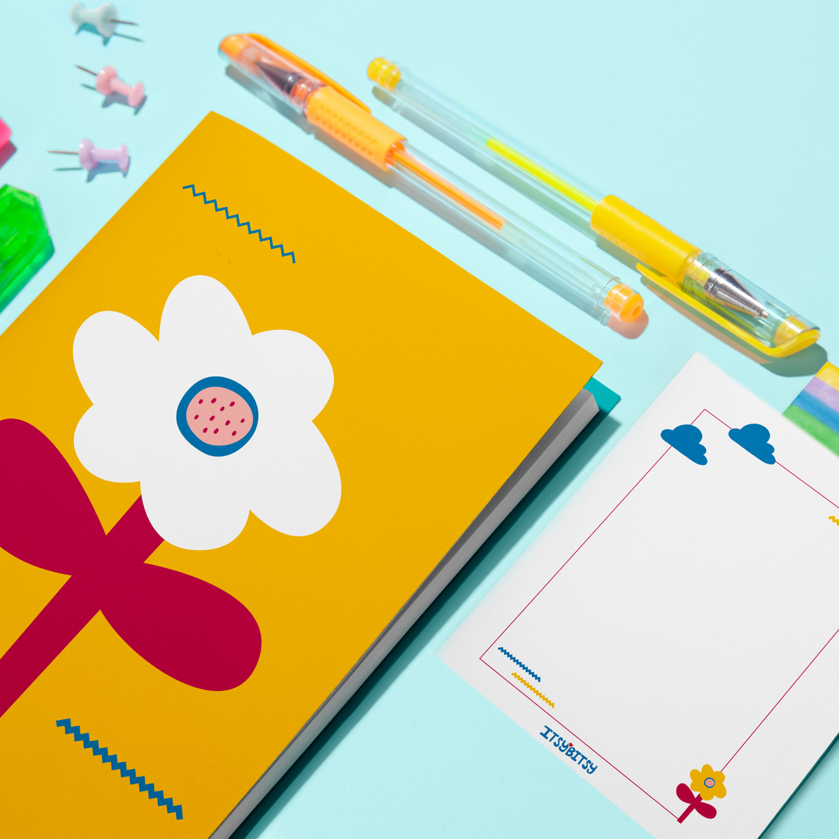 Big Flower Defter Ve Notluk Seti , Sarı