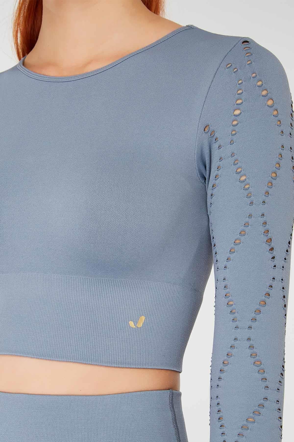 Jerf-Naples Uzun Kol Crop Top Econyl Stone-Crop Top-3-milagron.live