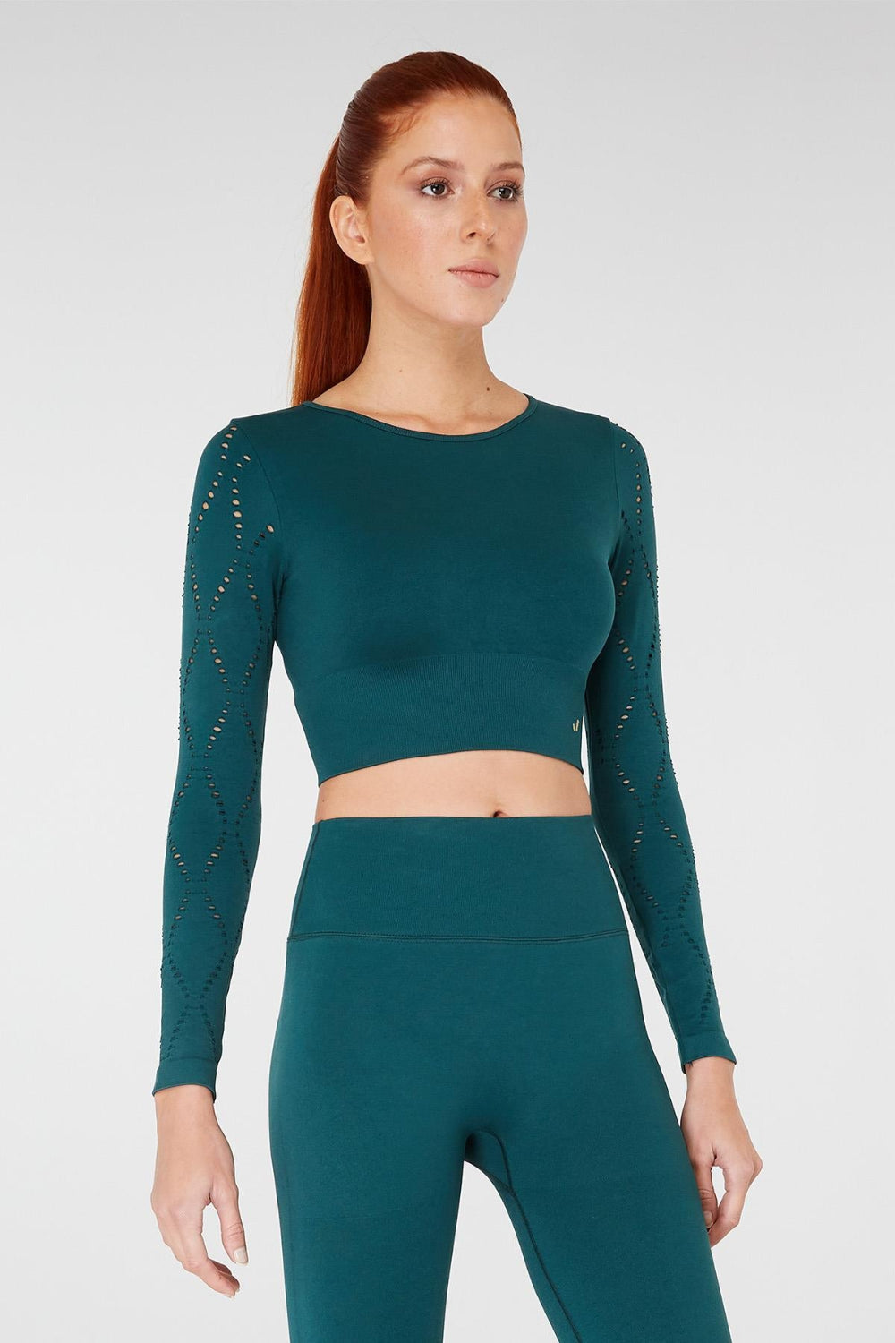 Jerf-Naples Uzun Kol Crop Top Econyl Yeşil-Crop Top-1-milagron.live