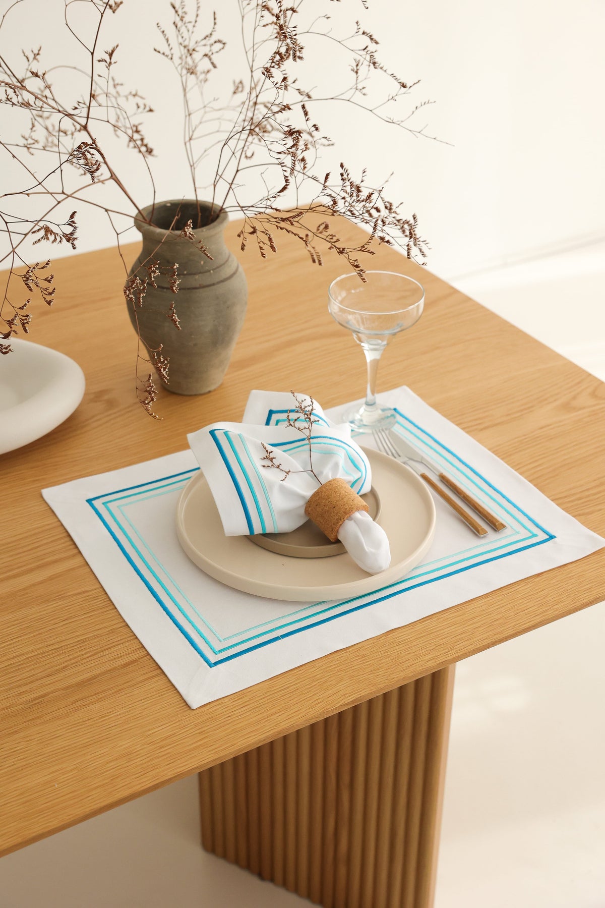 KM Home Collection-2'li Set Aqua Pamuk Peçete-Sunum Aksesuarları-2-milagron.live