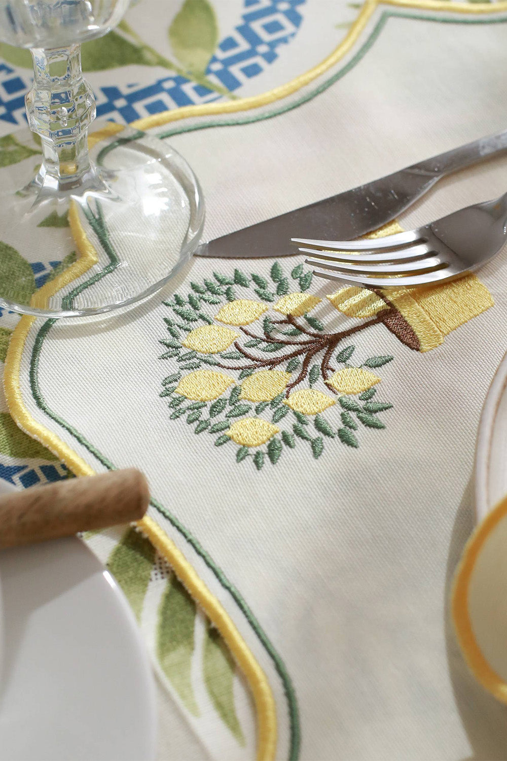 Km Home Collection-2'li Set Limon İşlemeli Pamuk Peçete-Peçete-3-milagron.live