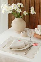 Km Home Collection-2'li Set Mercan İşlemeli Keten Peçete-Peçete-1-milagron.live