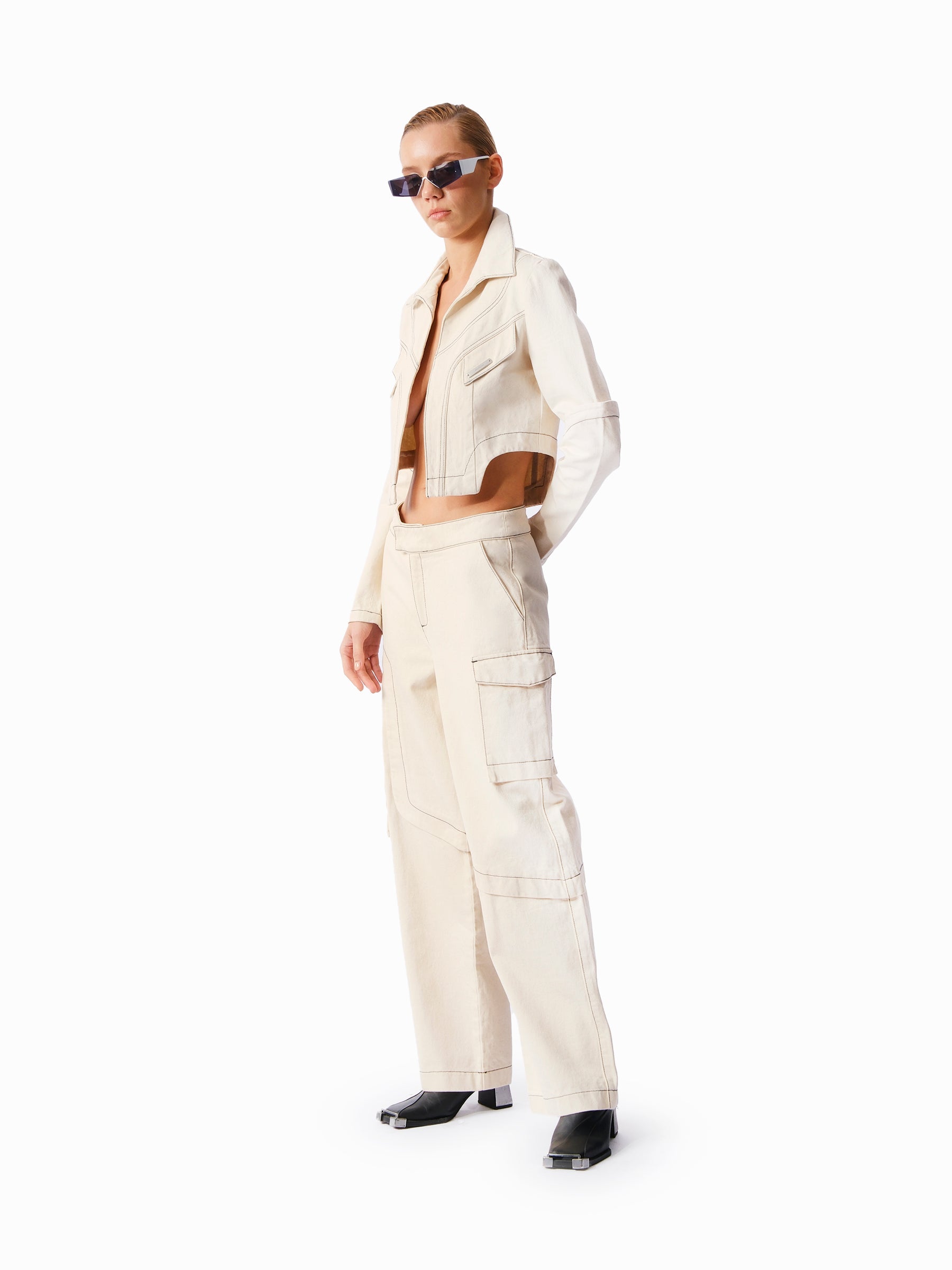 Kntlgy-Bej Denim Kargo Pantolon-Kot Pantolon-1-milagron.live