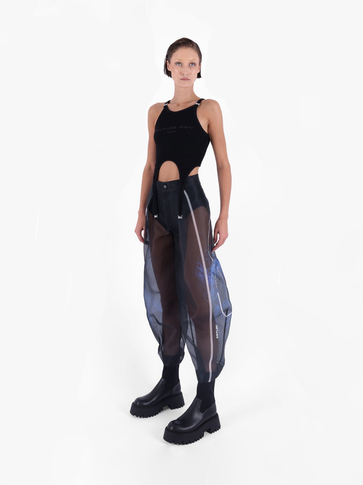 Kntlgy-Black Halter Neck T-Shirt-T-Shirts-1-milagron.live