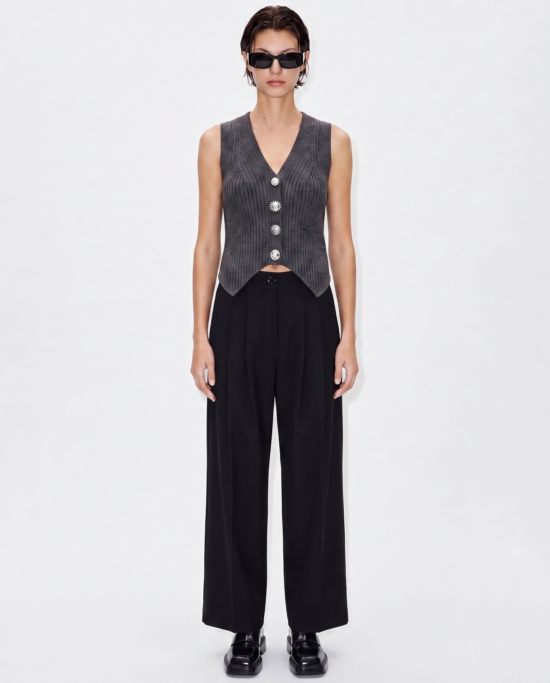 Kntlgy-Multi Button Ribbed Yelek-Yelek-2-milagron.live