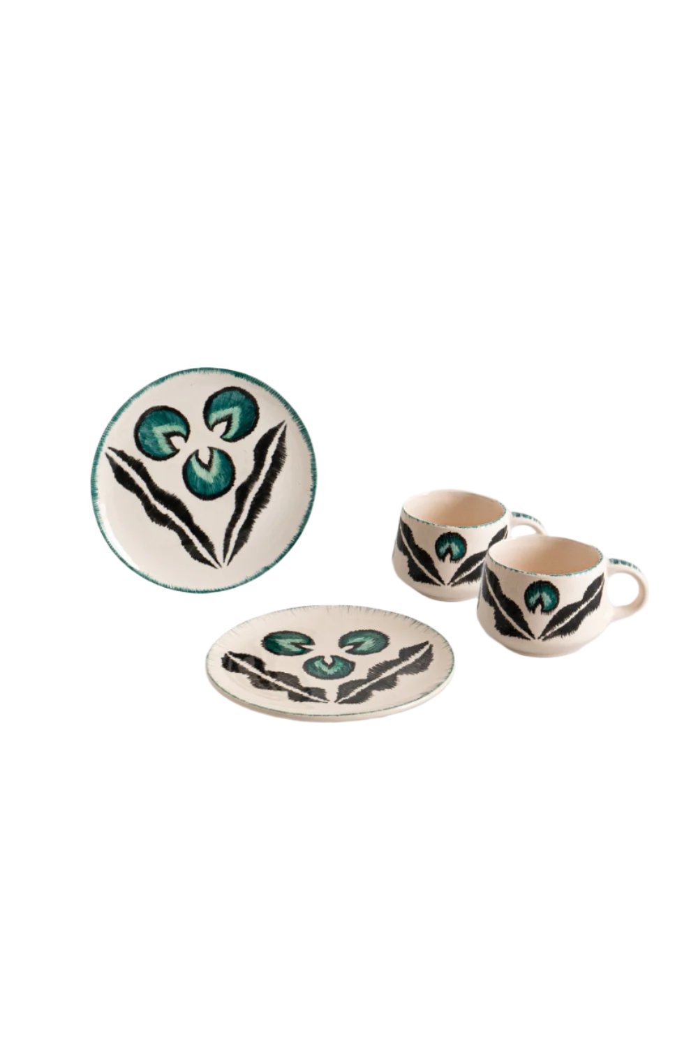 La Casa Antica-Ceramic Tea For Two Set 1 Chintamani Yeşil-Çay Seti-1-milagron.live