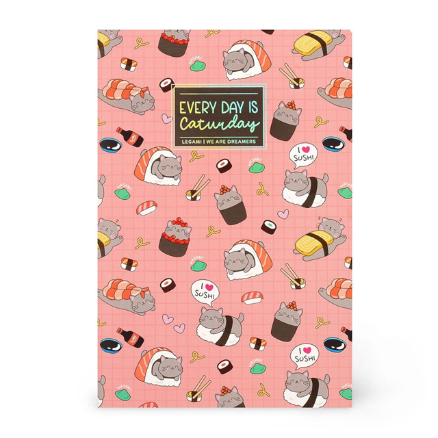 Legami Çizgili Defter - Quaderno - Büyük - Sushi Kedi