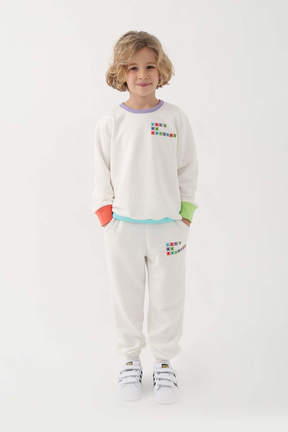 Let's Be Friends-Jogger Pantolon - Ekru-Eşofman-2-milagron.live