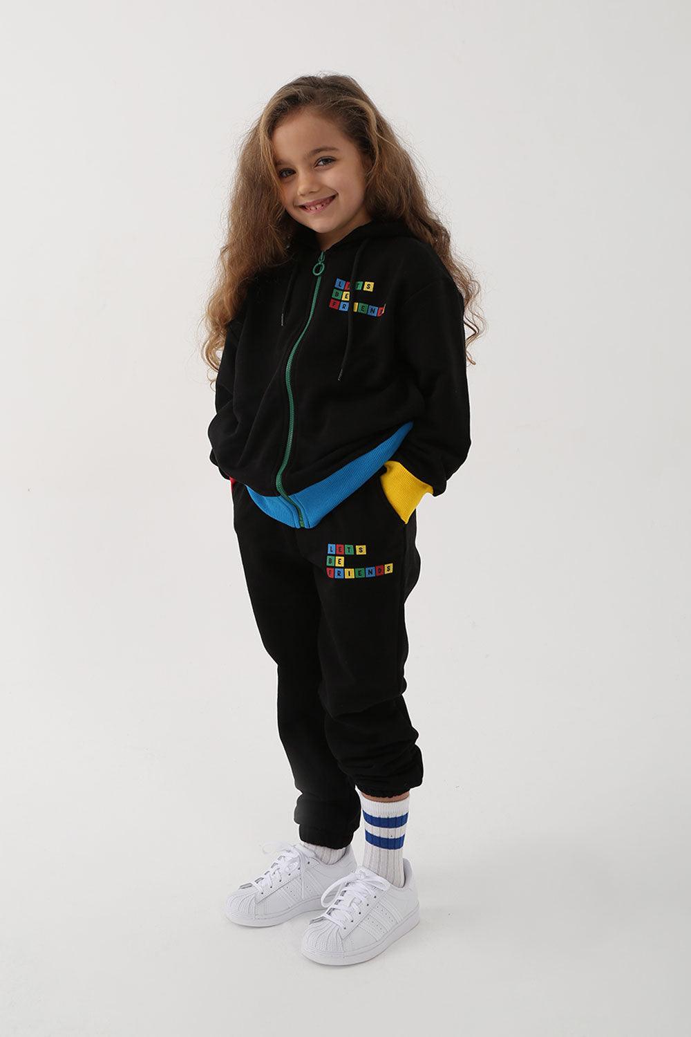Let's Be Friends-Jogger Pantolon - Siyah-Eşofman-1-milagron.live