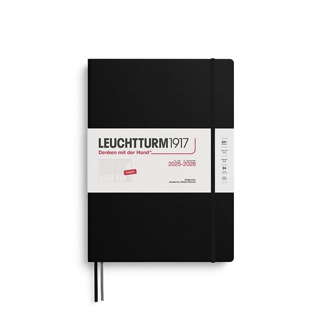 Leuchtturm 1917-Leuchtturm1917 Master Boy (A4+) Akademik 18 Aylık Hafta Ajandası 2026 Sert Kapak, İngilizce, Siyah 372814-Özel Defterler-1-milagron.live