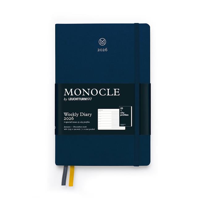 Leuchtturm 1917-Leuchtturm1917 Monocle çanta Boy (B6+) 12 Aylık Ajanda Ve Not Defteri (çizgili) 2026 Sert Kapak, İngilizce, Navy 373019-Özel Defterler-1-milagron.live